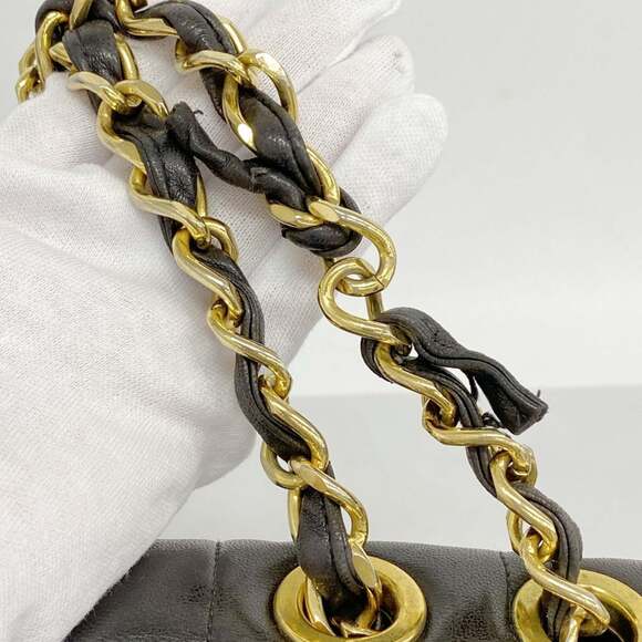 Chanel Mademoiselle Shoulder Bag, Double Chain, Lambskin, Black, Women's - Picture 9 of 12